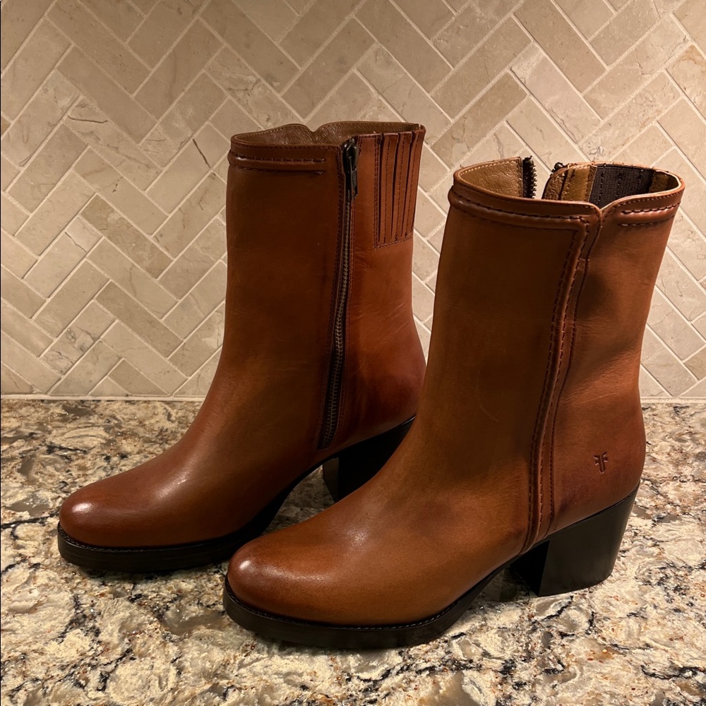 Frye Tan Leather Ankle Booties - Picture 4 of 8